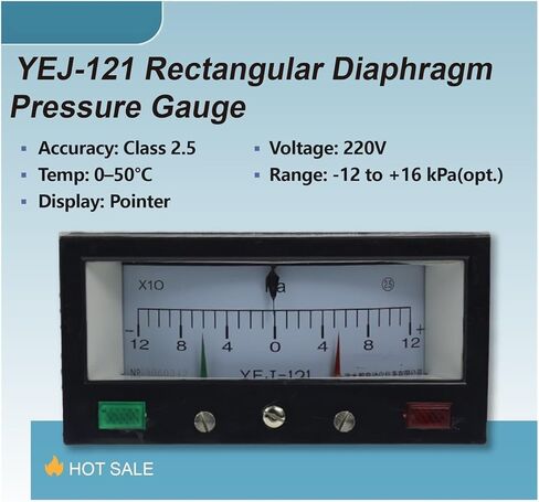 YEJ-121 مقياس الضغط التفاضلي للحجاب الحاجز لوحة مستطيلة تدفق الهواء مقياس الضغط الزائد السلبي الإيجابي (-120-120PA) in Kuwait