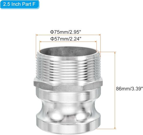 PATIKIL 1 Pack 2.5" Aluminum Cam Lock Fittings - Male Adapter x Female NPT Thread, Quick Disconnect Coupling Cam Lock Hose Fitting, Corrosion Resistant (Part A Cam Groove Type) in Saudi Arabia