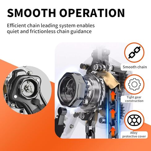 رافعة سلسلة يدوية، سعة 3 طن (6600 رطل)، رفع 10 قدم، هيكل من الصلب المجلفن، فرامل مزدوجة وخطاف دوار 360 درجة للجراج، ورشة العمل، المصنع، الرصيف (أسود، 3T-3m) in Kuwait