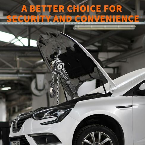 رافعة سلسلة يدوية، سعة 3 طن (6600 رطل)، رفع 10 قدم، هيكل من الصلب المجلفن، فرامل مزدوجة وخطاف دوار 360 درجة للجراج، ورشة العمل، المصنع، الرصيف (أسود، 3T-3m) in Kuwait