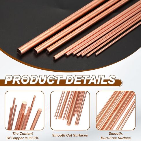 PATIKIL 2Pcs 99.99% Pure Copper Round Rod, 2.6mm / 0.1" Dia 10.2" Length Bare Copper cu Metal Rod Lathe Bar Stock for DIY Metal Craft Hobbies Gardening Industry Decoration in Saudi Arabia