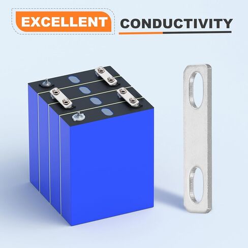 MECCANIXITY 8 قطع من قضبان التوصيل، تباعد الفتحات 3.15 بوصة سمك 1.5 مم سطح مطلي بالنيكل لبطارية الليثيوم 3.2 فولت 50 أمبير في الساعة 100 أمبير في الساعة 280 أمبير في الساعة LiFePO4، فضي in Saudi Arabia