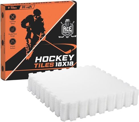 ACE HOCKEY Hockey Tiles - 20 sqft Off-Ice Training for Stickhandling & Shooting - 9-Pack Durable Interlocking HDPE Dryland Hockey Practice Surface for At-Home, Backyard, Garage, Synthetic Ice Mat in Kuwait