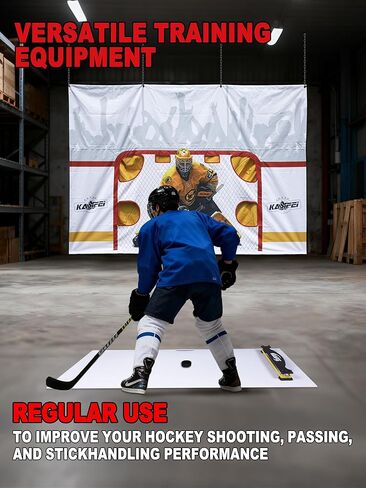 kasifei Professional Hockey Shooting Pad with Puck Rebounder - 60" x 30" Synthetic Ice Surface - Portable Training Equipment for Shooting, Passing and Stickhandling Performance in Kuwait