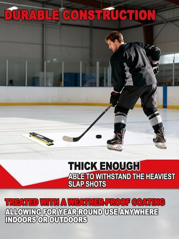 kasifei Professional Hockey Shooting Pad with Puck Rebounder - 60" x 30" Synthetic Ice Surface - Portable Training Equipment for Shooting, Passing and Stickhandling Performance in Kuwait