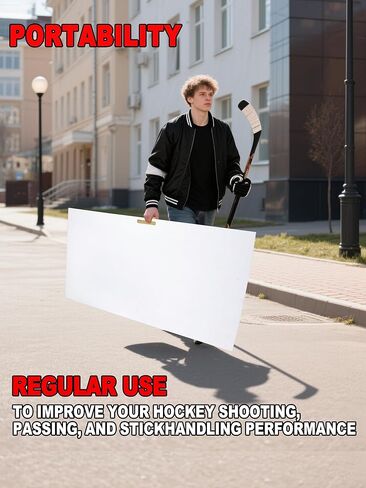 kasifei Professional Hockey Shooting Pad with Puck Rebounder - 60" x 30" Synthetic Ice Surface - Portable Training Equipment for Shooting, Passing and Stickhandling Performance in Kuwait