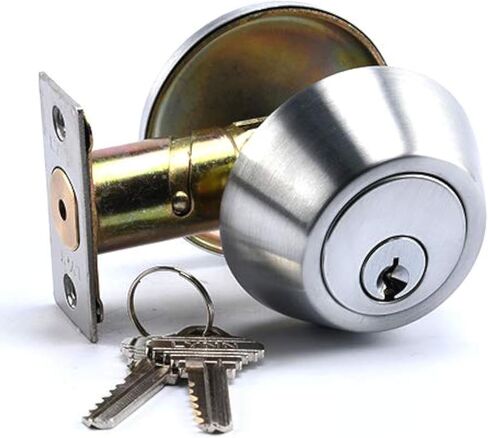 LYNN HARDWARE Heavy Duty Designer Commercial Deadbolt (Single Cylinder Lock, Satin Chrome, 26D) Non-Handed, Grade 2 Industrial - UL 3 Hour Fire Rated & ADA Compliant | Wood or Metal Doors in Saudi Arabia