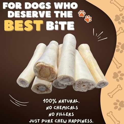 عظمة ضخمة من ذيل البقرة الجاموس من ووفلي - (8 قطع) - عظام سميكة لحمية للكلاب - لا تحتوي على عظام كلب منشقة - مضغ وعظام للكلاب تدوم طويلاً in Kuwait