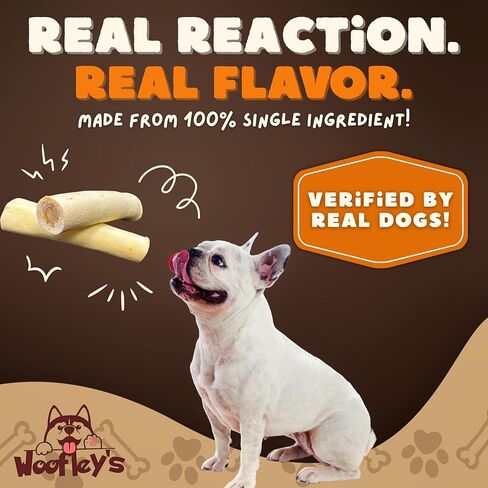 عظمة ضخمة من ذيل البقرة الجاموس من ووفلي - (8 قطع) - عظام سميكة لحمية للكلاب - لا تحتوي على عظام كلب منشقة - مضغ وعظام للكلاب تدوم طويلاً in Kuwait