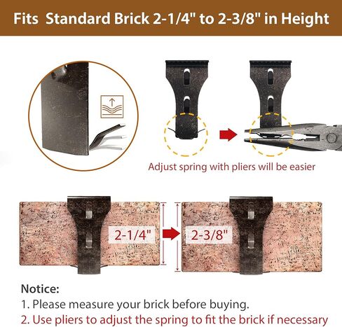 Brick Hook Clips for Hanging Outdoors, Brick Hangers for Brick Wall Hanging No Drill and Nails, Heavy Duty Brick Siding Clips Wall Hangers Fits Standard Brick 2-1/4" to 2-3/8" in Height (24, Standard) in Kuwait