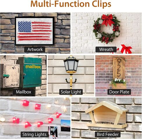 Brick Hook Clips for Hanging Outdoors, Brick Hangers for Brick Wall Hanging No Drill and Nails, Heavy Duty Brick Siding Clips Wall Hangers Fits Standard Brick 2-1/4" to 2-3/8" in Height (24, Standard) in Kuwait