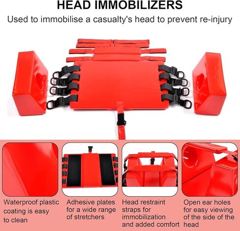 Emergency Rescue Orange Spine Board with Head Holder & Neck Brace, Waterproof Floating Backboard for EMT Transfer, First Aid & Outdoor Medical Use in Saudi Arabia