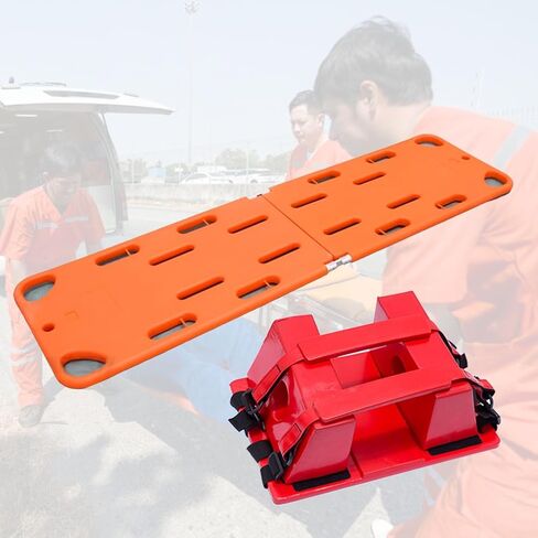 Foldable Spine Stretcher Board for Emergency Rescue - Water-Resistant Patient Backboard with Head Fixator & Cervical Collar, Perfect for First Aid & Medical Assistance in Saudi Arabia