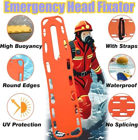 Foldable Spine Stretcher Board for Emergency Rescue - Water-Resistant Patient Backboard with Head Fixator & Cervical Collar, Perfect for First Aid & Medical Assistance in Saudi Arabia