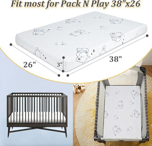 حزمة ولعب مرتبة ، 38 × 26 طعنات ، حزمة رغوة جلدية ، مراتب لعب مع غطاء جاكارد فائق النعومة ، مرتبة طفل مزدوج على الوجهين للعب ، ناعمة ، قابلة للغسل في الآلة in Kuwait