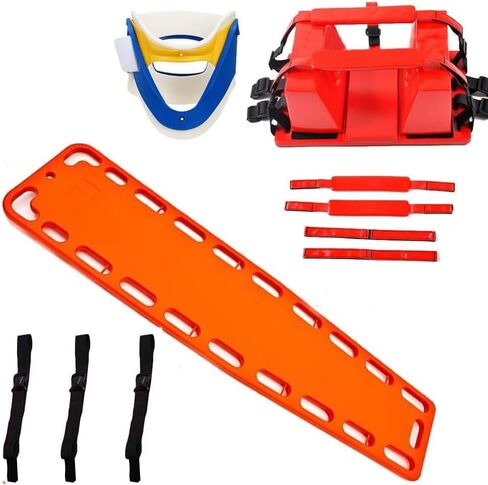 Portable Medical Stretcher Spine Board with Neck Brace, Lightweight HDPE Backboard for Emergency Rescue, Immobilization Straps, 72.04"x17.32"x13.38" in Saudi Arabia