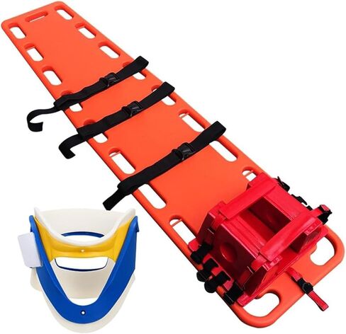 Portable Medical Stretcher Spine Board with Neck Brace, Lightweight HDPE Backboard for Emergency Rescue, Immobilization Straps, 72.04"x17.32"x13.38" in Saudi Arabia