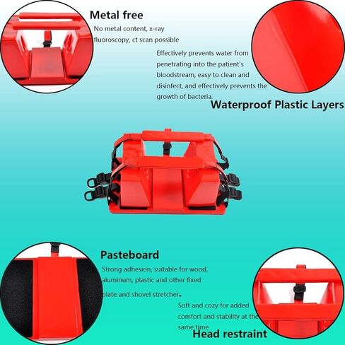 Portable Medical Stretcher Spine Board with Neck Brace, Lightweight HDPE Backboard for Emergency Rescue, Immobilization Straps, 72.04"x17.32"x13.38" in Saudi Arabia