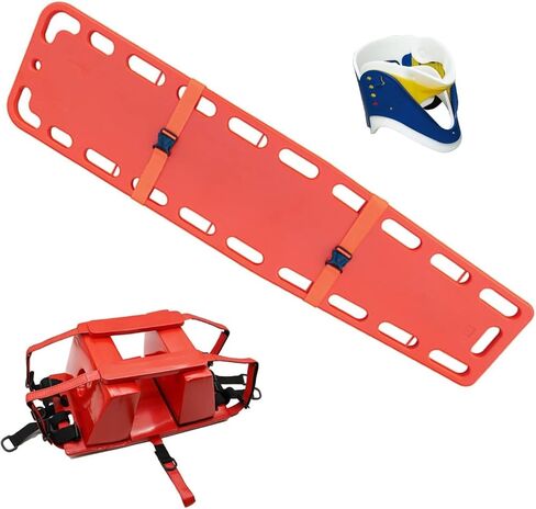 Portable Emergency Rescue Stretcher, First Responder Spine Board with Head Immobilizer & Neck Brace, Lifesaving Backboard for Water and Ground Use in Saudi Arabia