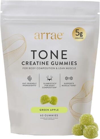 Arrae Tone Gummies-أحادي الهيدرات الكرياتين 5G للنساء-دعم العضلات الهزيلة والقوة والانتعاش-ملحق تنغيم العضلات الصديق للهرمونات-نكهة التوت المختلطة-90 عدد in Kuwait