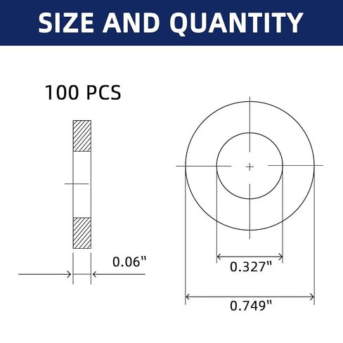 MewuDecor 5/16" ID x 3/4" OD Stainless Flat Washers, 0.327" ID x 0.75" OD x 0.06" Thick, Stainless Steel 18-8 (304), Black Finish Metal Washer, 100 PCS in Saudi Arabia