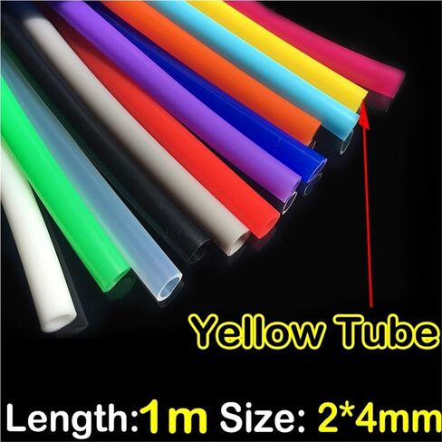 Rubber Hollow Tubes,Premium Round-tip Rubber Tube Good Toughness, 1 Meter*2mm*4mm Hollow Red/Blue Silicone Tube 1 Piece(Red)(Yellow) in Kuwait