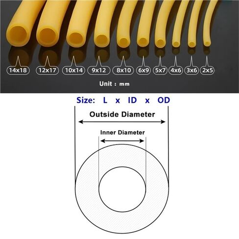Rubber Hollow Tubes,Easy to Clean Yellow Rubber Tubing, 10Meters 5Meters Length Elastic Band for Laboratory 1pc(2METERS*5MM*8MM)(3METERS*5MM*7MM) in Kuwait