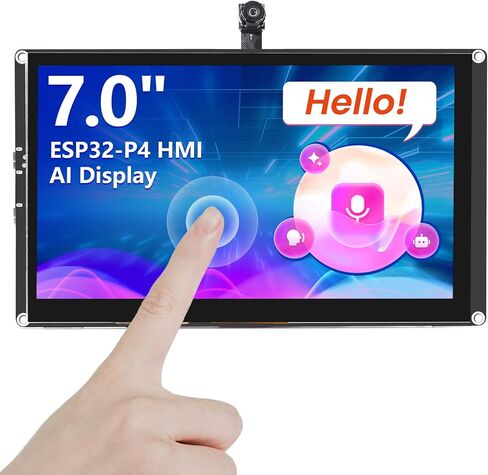 شاشة ELECROW ESP32 مقاس 1024x600، شاشة لمس HMI ESP32 IPS مقاس 7 بوصة مع كاميرا، تدعم تفاعل الكلام AI، معالج ESP32-P4 ثنائي النواة، حتى 400 ميجاهرتز، متوافق مع Arduino، ESP-IDF، LVGL in Kuwait