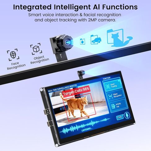 شاشة ELECROW ESP32 مقاس 1024x600، شاشة لمس HMI ESP32 IPS مقاس 7 بوصة مع كاميرا، تدعم تفاعل الكلام AI، معالج ESP32-P4 ثنائي النواة، حتى 400 ميجاهرتز، متوافق مع Arduino، ESP-IDF، LVGL in Kuwait