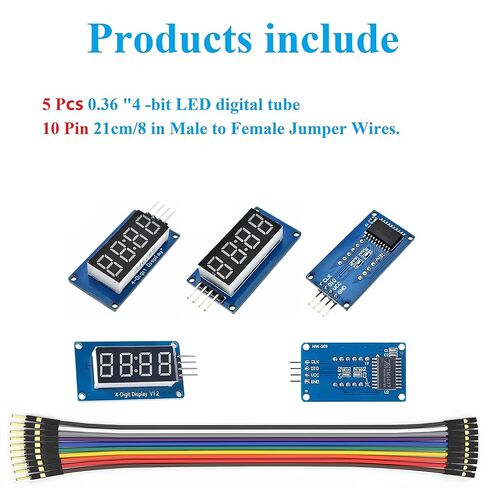[5 pcs] 4 Digit 7 Segment Digital Tube LED Display Board,4-Digit LED Display Module with Adjustable Brightness for Arduino in Kuwait