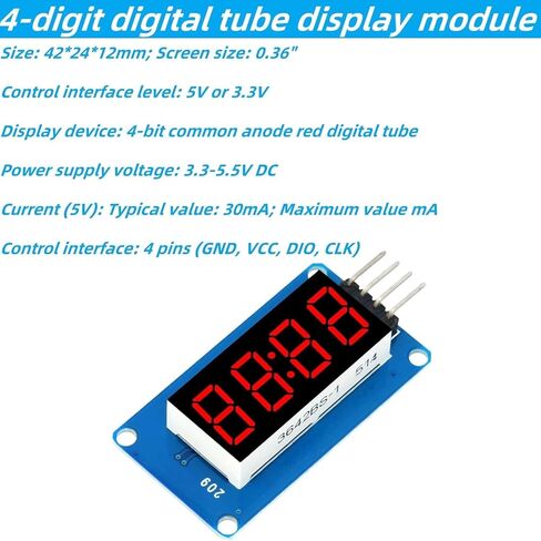 [5 pcs] 4 Digit 7 Segment Digital Tube LED Display Board,4-Digit LED Display Module with Adjustable Brightness for Arduino in Kuwait