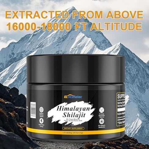 Pure Himalayan Shilajit Resin with Fulvic Acid & 85+ Trace Minerals for Energy, Immune System & Cognitive Performance, High Potency Shilajit for Men & Women - 200 Servings / 50g in Kuwait