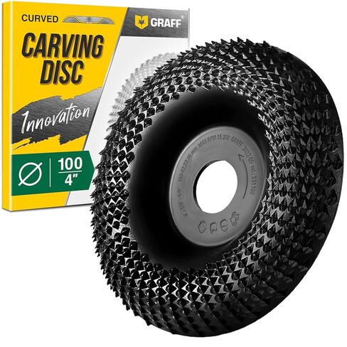 قرص نحت الخشب الفاخر من GRAFF مقاس 4 1/2 بوصة لمطحنة الزوايا - مجموعة عجلة تشكيل وطحن للخشب والخشب اللين والخشب الصلب - ملحق مطحنة زاوية للأعمال الخشبية مع أربور 7/8 بوصة - 5/8 بوصة in Kuwait