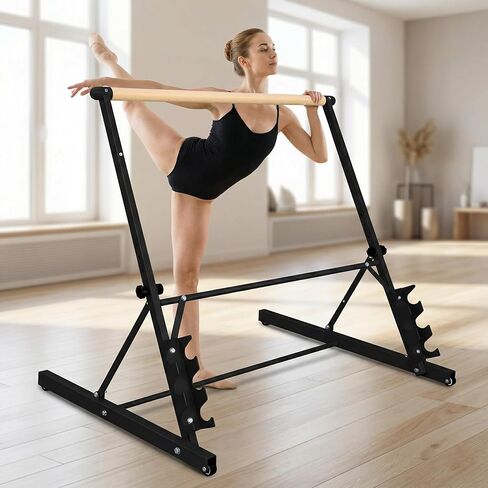 Professional 3.5FT Black Solid Wood Ballet Barre - Adjustable Height 31.5-39.5 Inches for Athletic Training, Fitness, and Dance Practice in Saudi Arabia