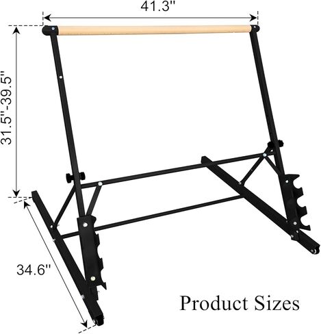 Professional 3.5FT Black Solid Wood Ballet Barre - Adjustable Height 31.5-39.5 Inches for Athletic Training, Fitness, and Dance Practice in Saudi Arabia