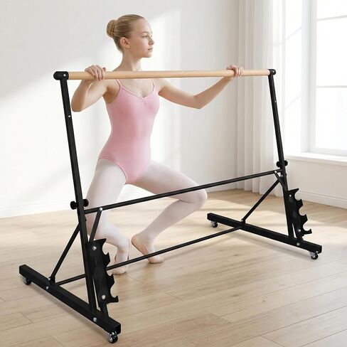 Professional 3.5FT Black Solid Wood Ballet Barre - Adjustable Height 31.5-39.5 Inches for Athletic Training, Fitness, and Dance Practice in Saudi Arabia