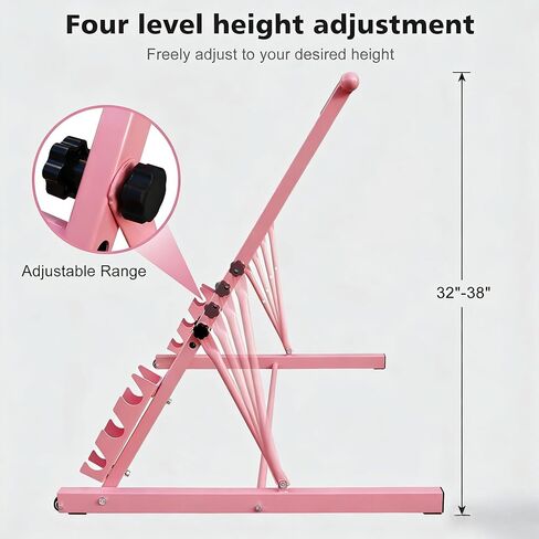 3.5FT Pink Solid Wood Ballet Barre – Adjustable Height 31.5-39.5 Inches for Dance, Athletic Training, and Fitness in Saudi Arabia