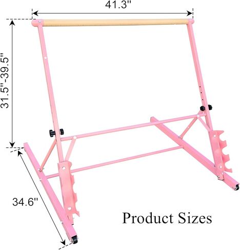 3.5FT Pink Solid Wood Ballet Barre – Adjustable Height 31.5-39.5 Inches for Dance, Athletic Training, and Fitness in Saudi Arabia