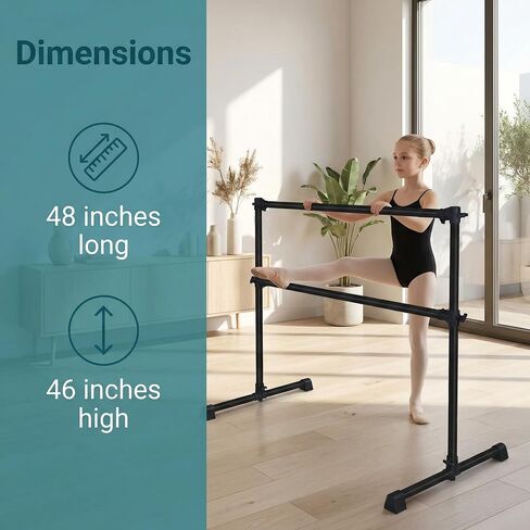 4FT Black Ballet Barre - Adjustable 6.7-46 Inches for Dance, Athletic Training, and Fitness - Enhance Strength, Balance, and Flexibility in Saudi Arabia