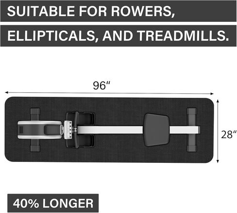 Rowing Machine Mat 96" x 28" with Sports Towel and Strap,Treadmill Mat Compatible with Peloton Bike, Row & Concept 2 Rowing Machine,Exercise Bike,Gym Exercise Fitness Equipment in Saudi Arabia
