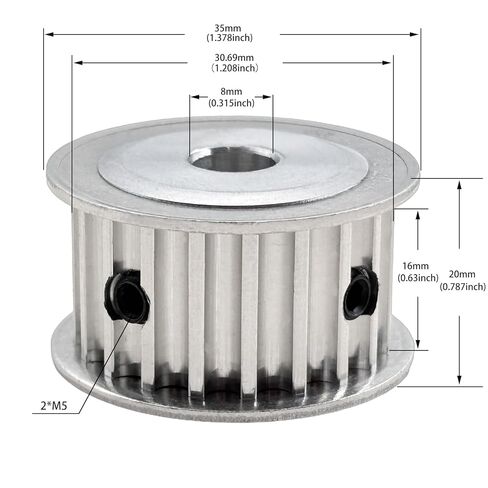 HTD 5M Timing Belt Pulley 20 Teeth 8mm Bore for 15mm Width Belt,5mm Pitch Aluminum 20T Timing Pulleys 20-5m-15-8mm in Saudi Arabia