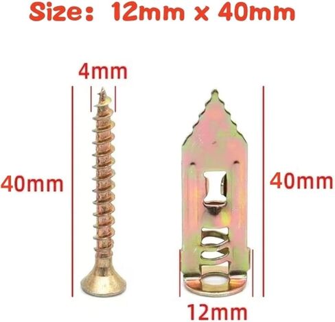 20/50/100 Set Self Tapping Screws Self Drilling Anchors Screws Drywall Anchors Expansion Nails Use for Gypsum Plasterboard Dowel (Color : 12mm x 40mm, Size : 20pcs) in Kuwait