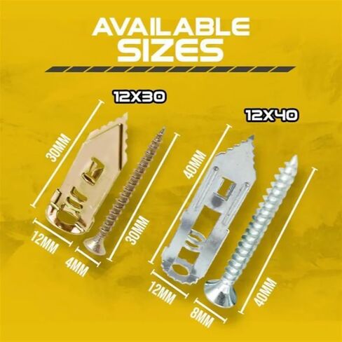 20/50/100 Set Self Tapping Screws Self Drilling Anchors Screws Drywall Anchors Expansion Nails Use for Gypsum Plasterboard Dowel (Color : 12mm x 40mm, Size : 20pcs) in Kuwait
