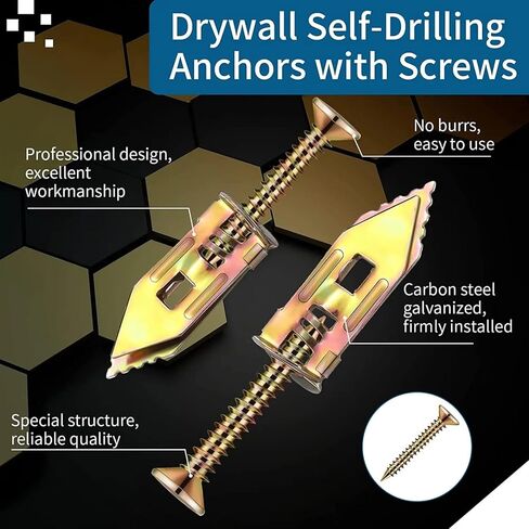 20/50/100 Set Self Tapping Screws Self Drilling Anchors Screws Drywall Anchors Expansion Nails Use for Gypsum Plasterboard Dowel (Color : 12mm x 40mm, Size : 20pcs) in Kuwait