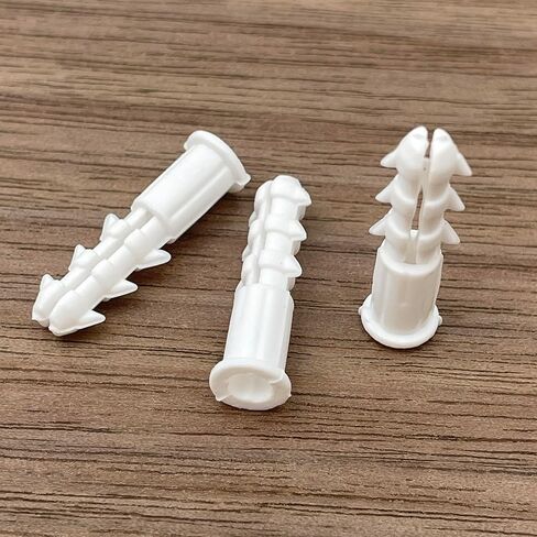 100 PCS Drywall Anchor kit with Drill Bit and #6 Screws. 50 Anchors + 50 Screws, White Plastic Ribbed Wall Plug for Sheetrock, Brick, Cinder Block. Holds up to 50 lbs. in Saudi Arabia