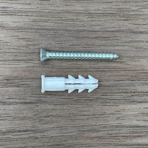 100 PCS Drywall Anchor kit with Drill Bit and #6 Screws. 50 Anchors + 50 Screws, White Plastic Ribbed Wall Plug for Sheetrock, Brick, Cinder Block. Holds up to 50 lbs. in Saudi Arabia
