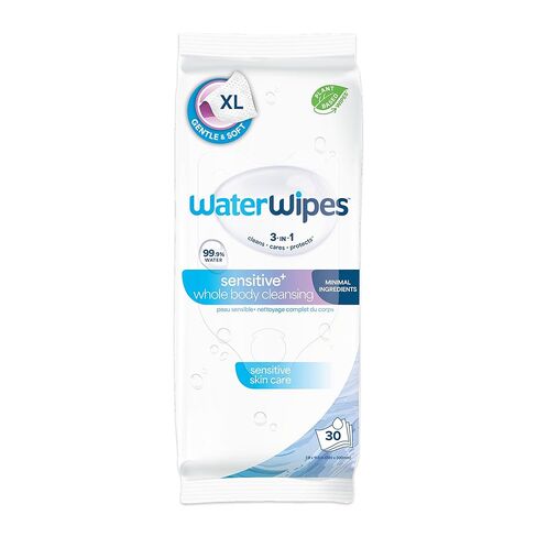 WaterWipes Adult Care Wipes, Extra-large 99.9% Water Based Wipes, Unscented & Hypoallergenic for Sensitive Skin, 180 Count (6 Packs) in Kuwait
