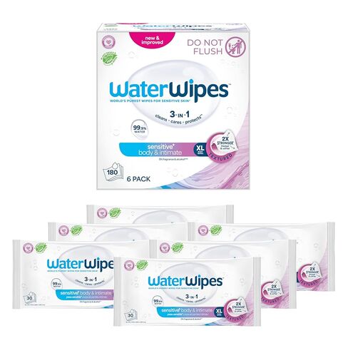 مناديل رعاية البالغين على Waterwipes ، مناديل مائية بنسبة 99.9 ٪ ، غير معلنة و hypoallergenic للبشرة الحساسة ، 180 عدد (6 عبوات) in Kuwait