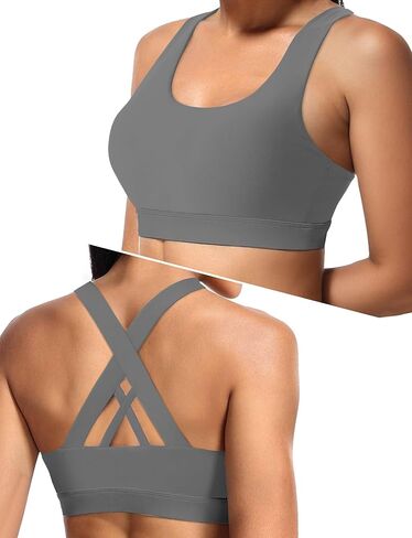 Sports Bras for Women High Support Large Bust, Outdoors High Impact Yoga Wireless Padded Bras,White Padded Low Back Athletic Sleep Workout Strappy Racerback Sports Bra White XL-2 in Saudi Arabia