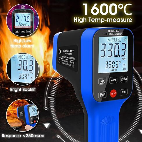ANNMETER AN-985C Digital Infrared Thermometer -58~1472℉ (-50~800℃), Non-Contact Pyrometer with Adjustable Emissivity, Digital High Temperature for Cooking Kiln HVAC, (NOT for Human Temp) in Kuwait